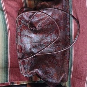 Large Vintage Wilsons Pelle Studio Tooled Leather Satchel